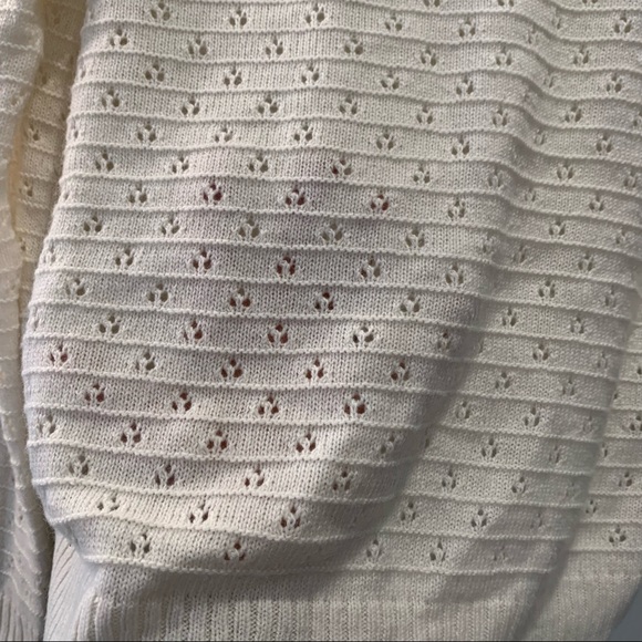 J. Crew Ivory Pointelle Knit Wool Blend Crew Neck Sweater- Medium - Picture 4 of 5